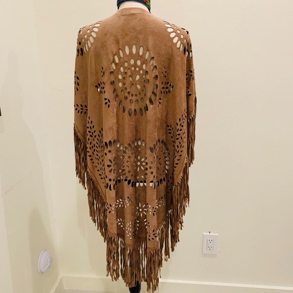 Accessories - Suede Feel Laser Cut Boho Fringe. Raw Hide Color